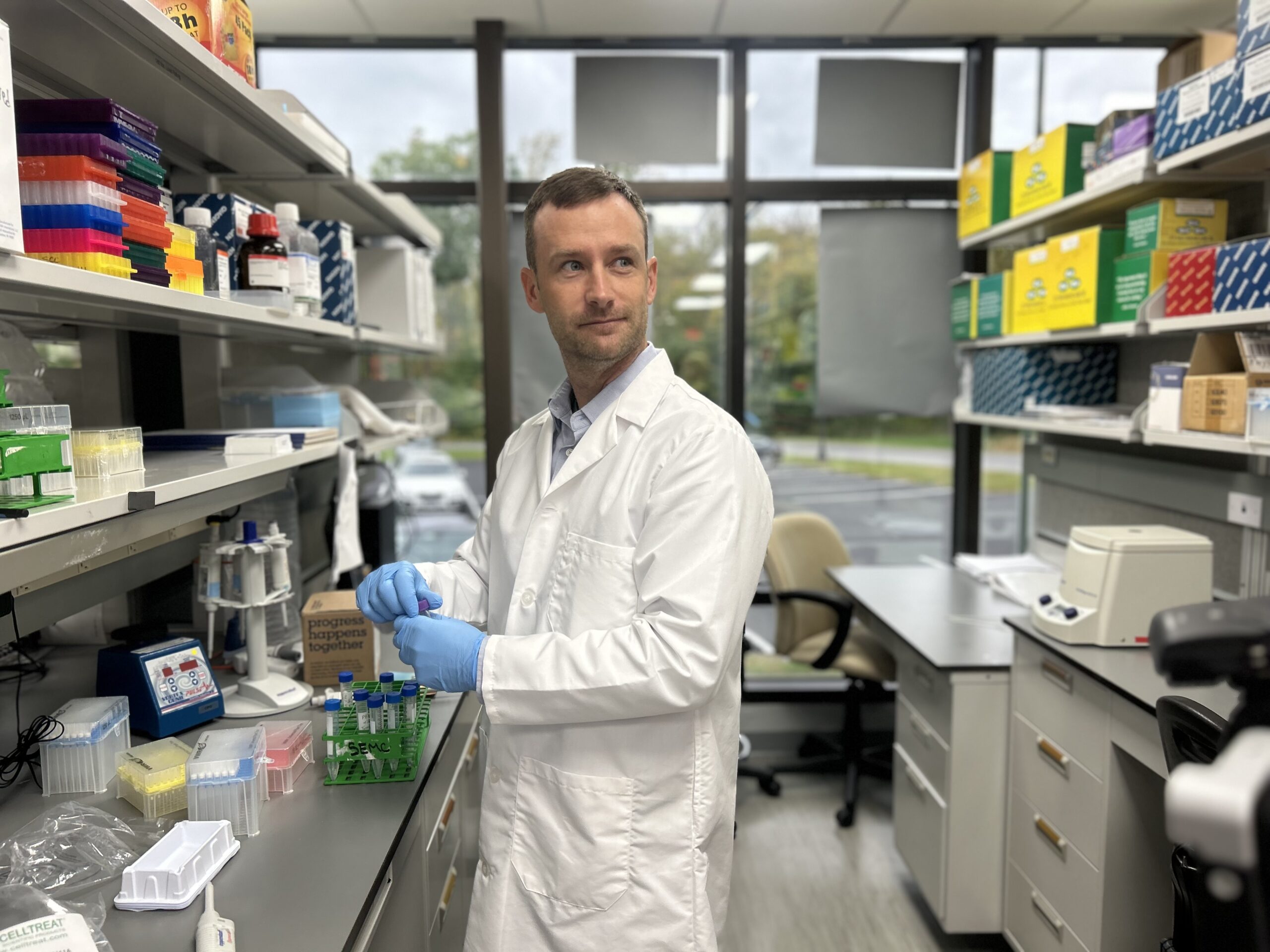 Dr. Nate Tucker working in lab