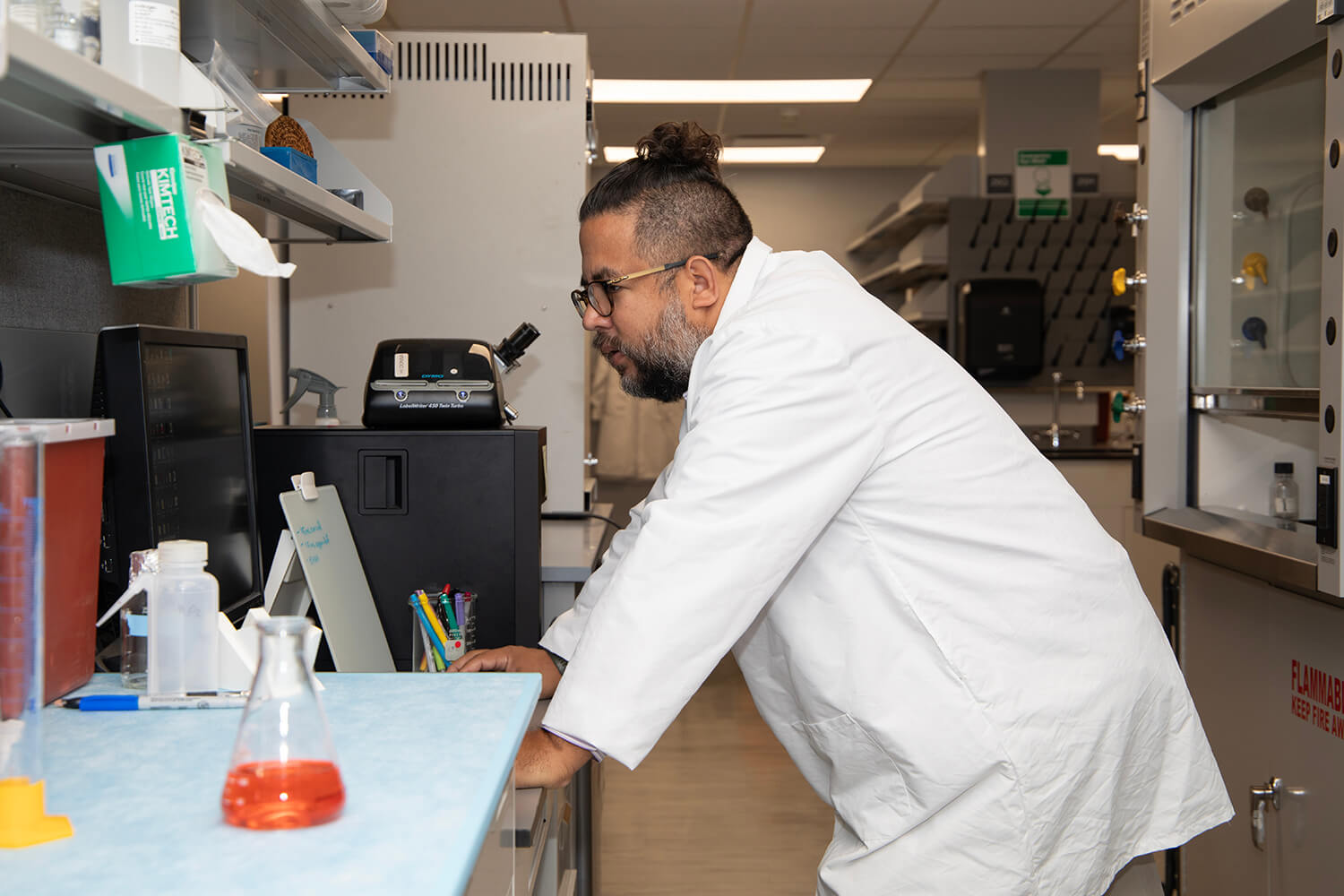 Chase Kessinger at work in a laboratory