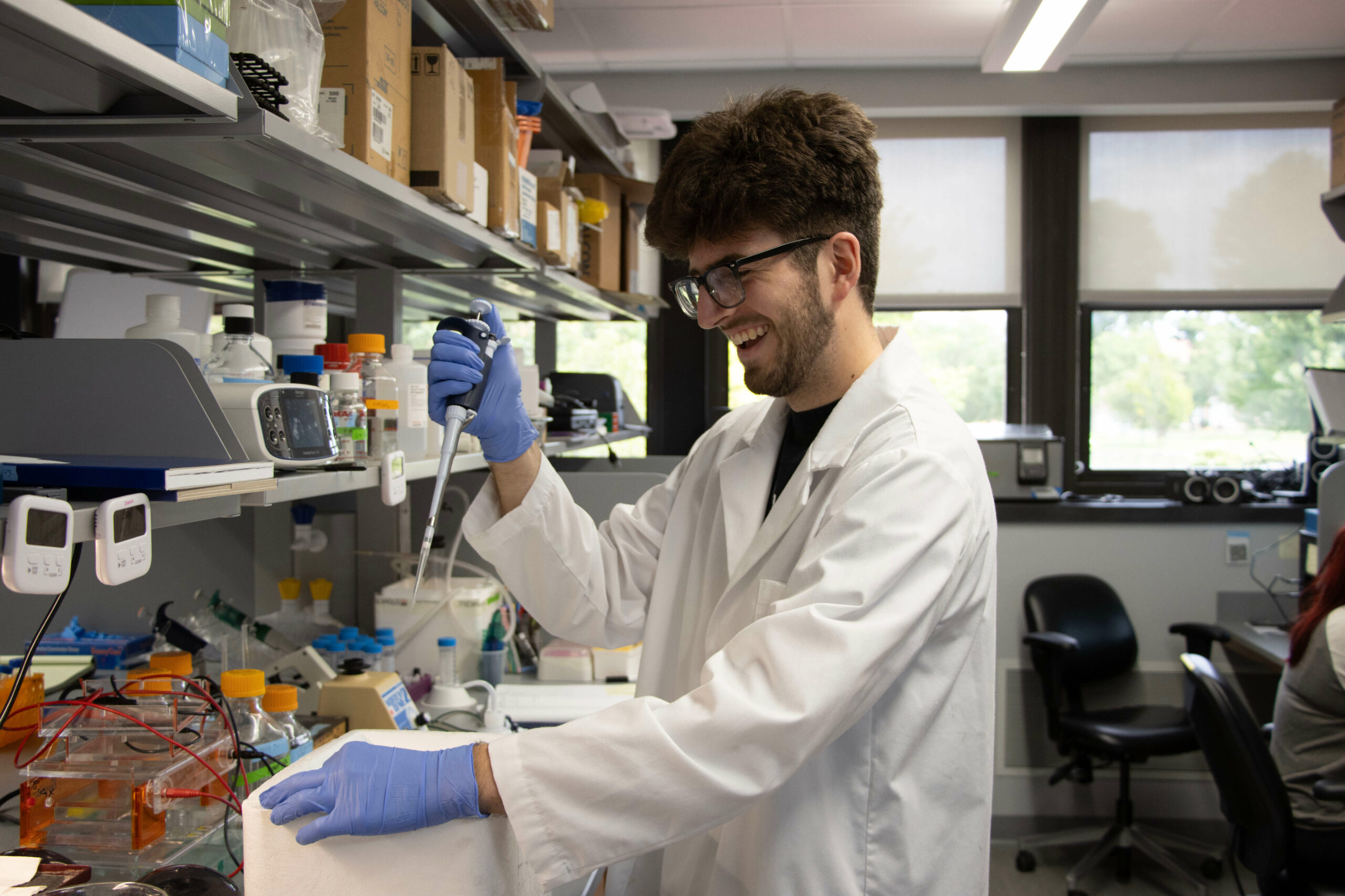 Lab tech working on a research project