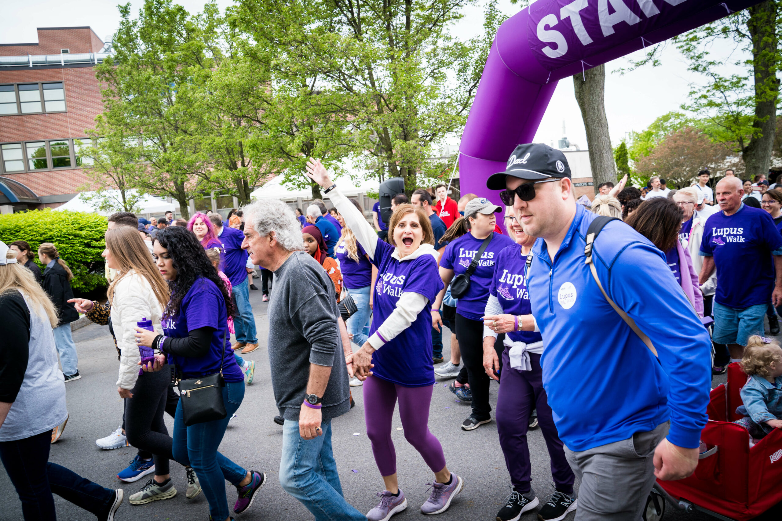 Walkers cheering at start of walk