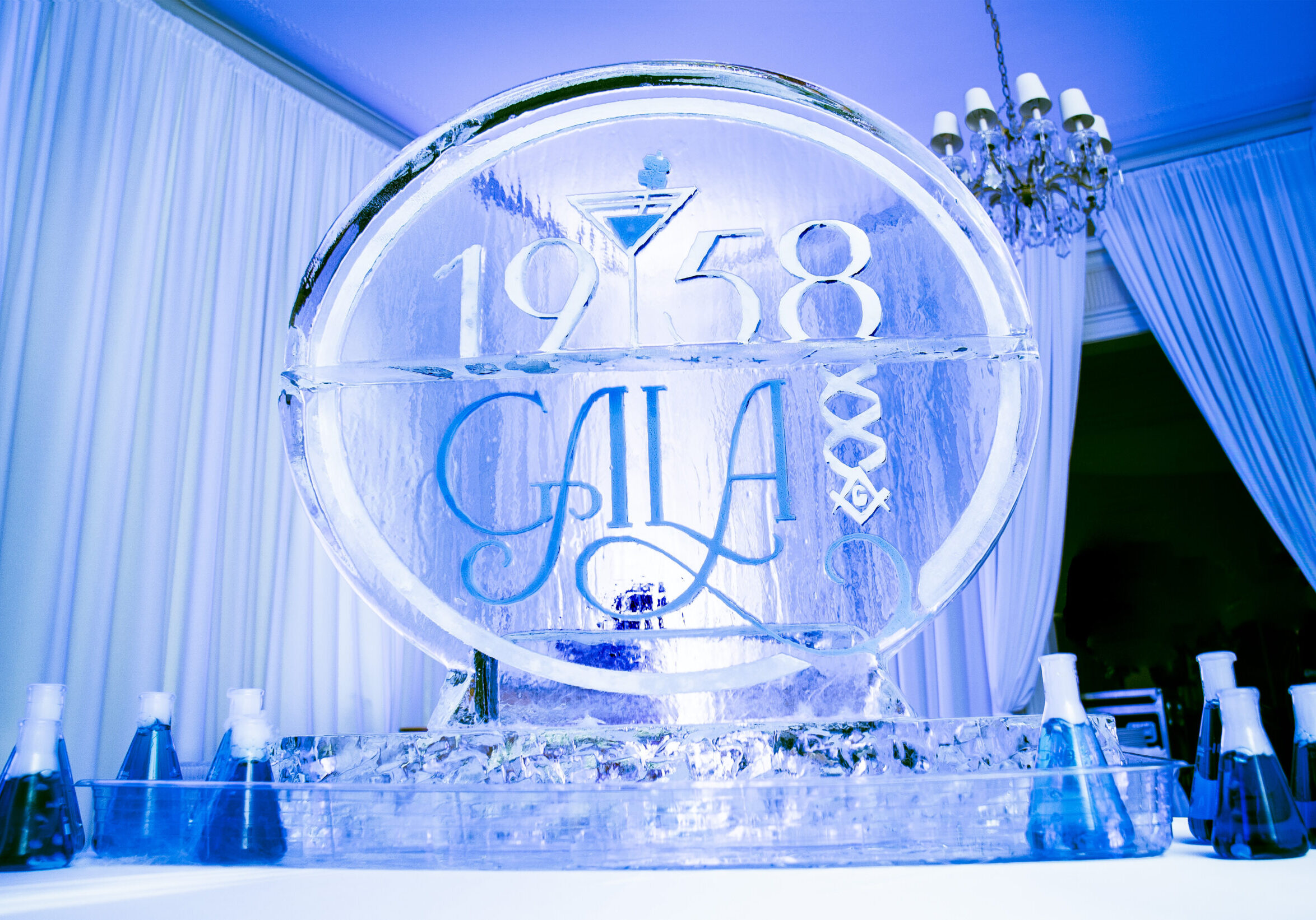 ice sculpture of 1958 gala logo