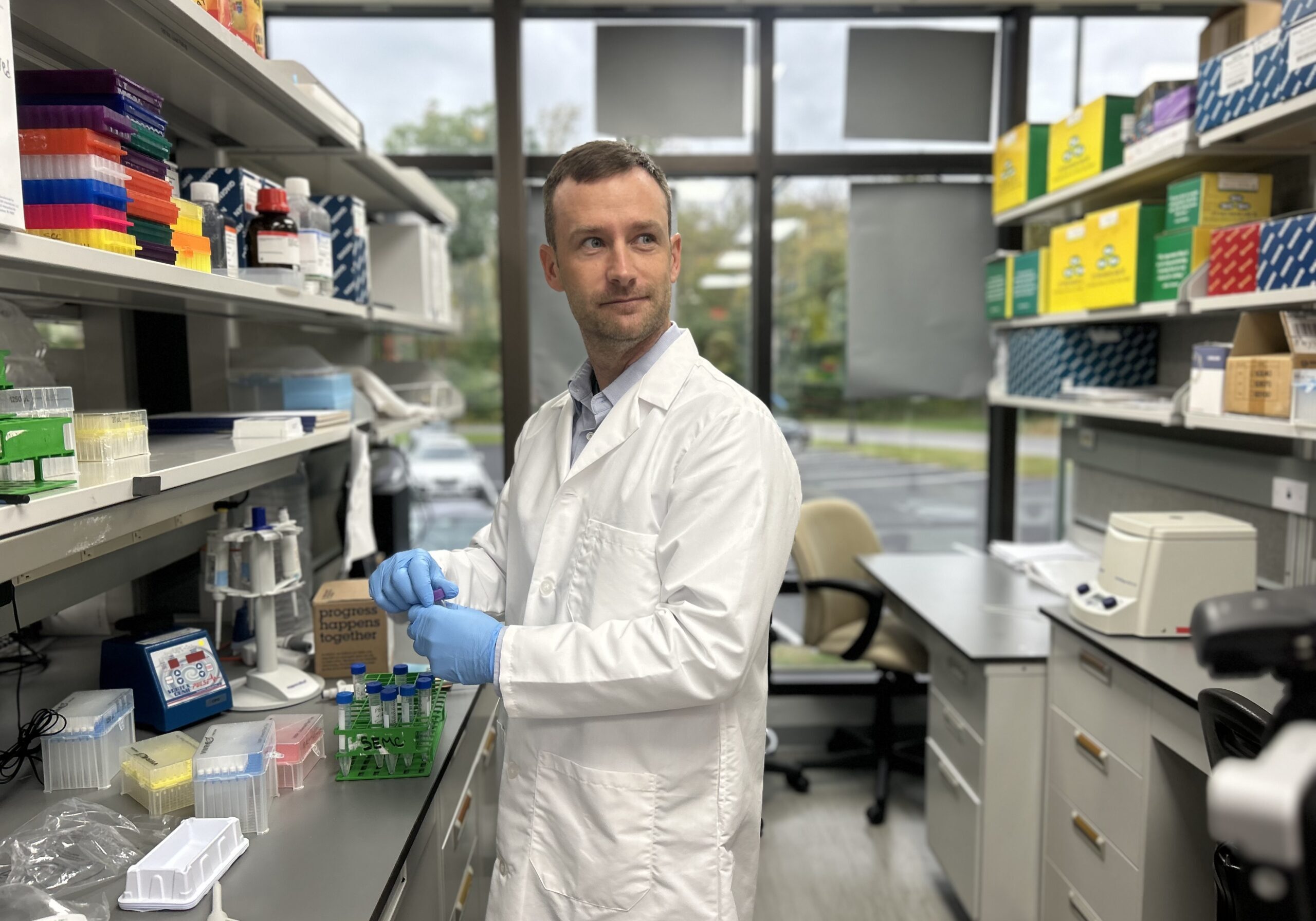 Dr. Nate Tucker working in lab